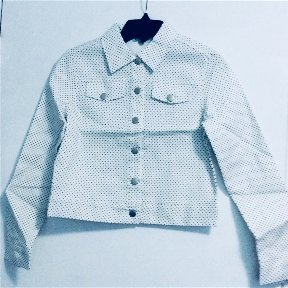 THATS IT BLACK AND WHITE POLKA DOT DENIM JACKET
